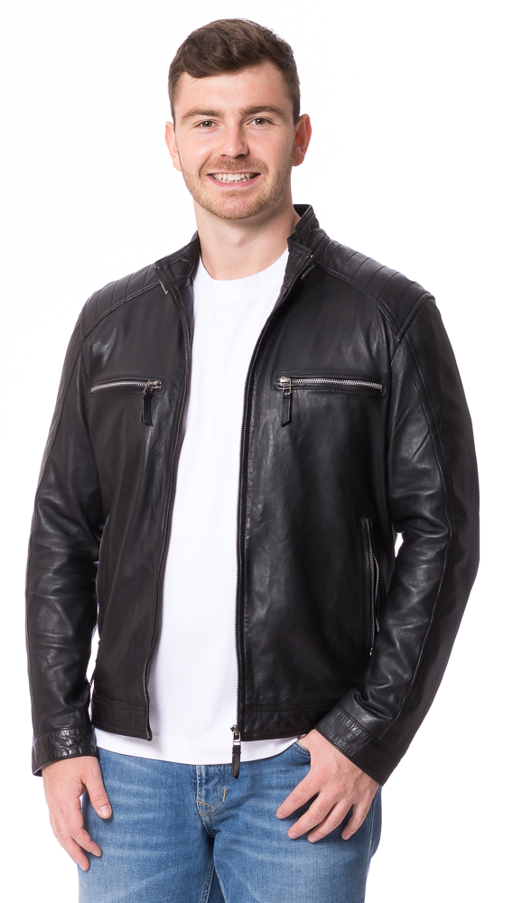 Advance schwarz Herren Lederjacke von ROCKHILL