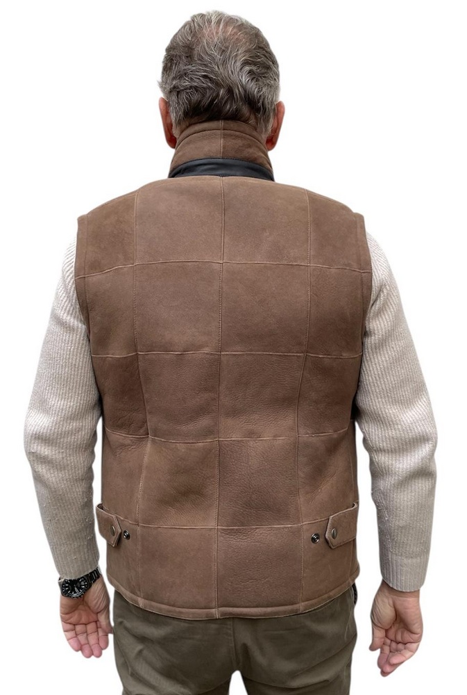 Enzo nougat Herren Lammfellweste von TRENDZONE  