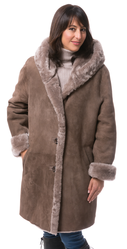 Daniela taupe Lammfell Jacke für Damen von TRENDZONE