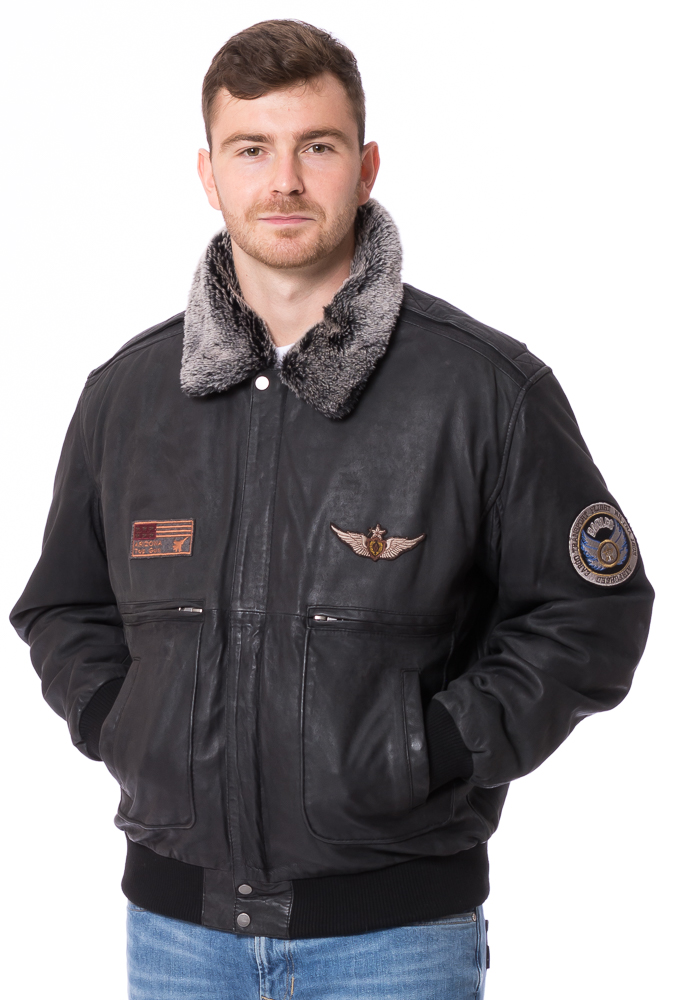 Laslo schwarzer Piloten Blouson von MADDOX