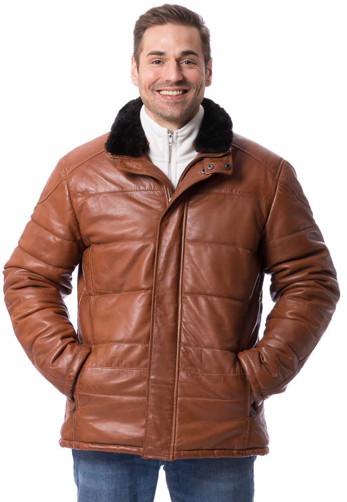 Randy cognac gefütterte Lammleder Jacke für Herren von TRENDZONE