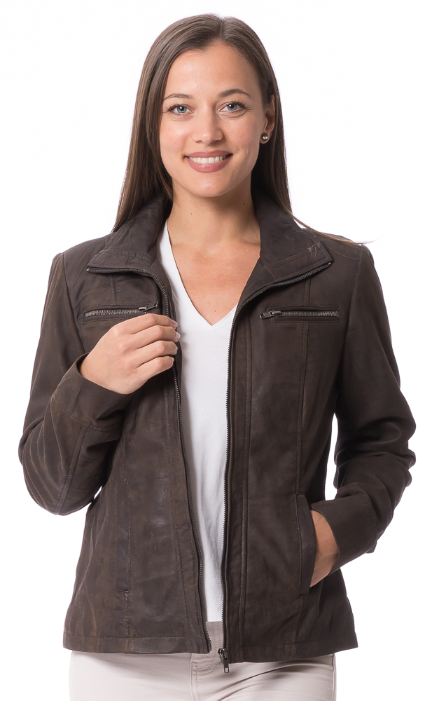 Charlot braun Nubuk Lederjacke für Damen von TRENDZONE Charlot braun Nubuk Lederjacke für Damen von TRENDZONE