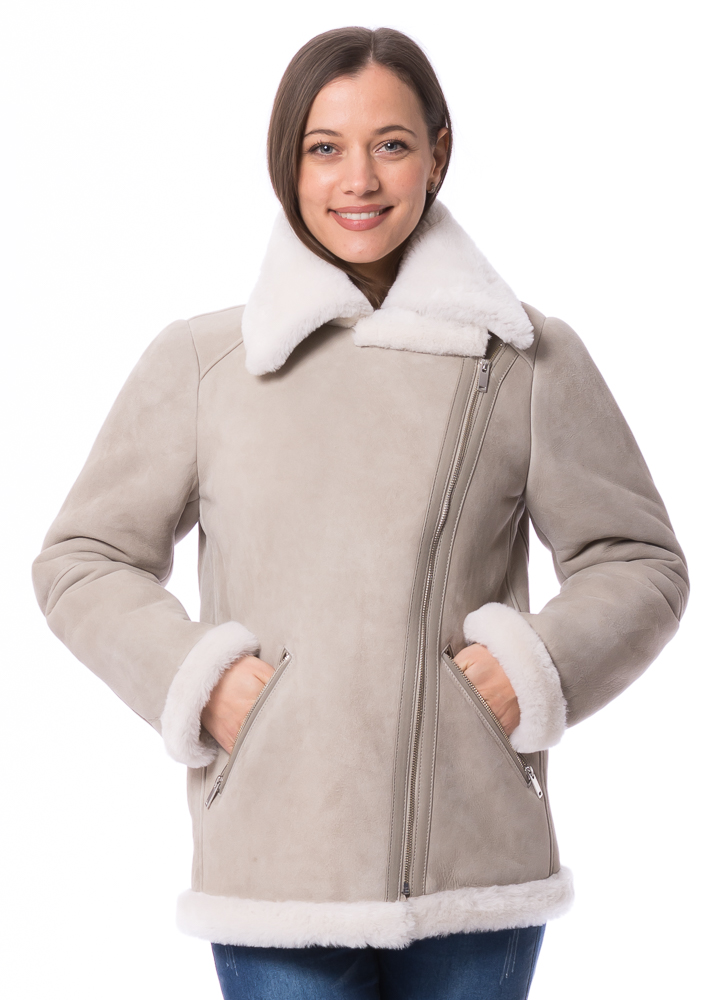 Lucy beige Lammfell Jacke für Damen von TRENDZONE Lucy beige Lammfell Jacke für Damen von TRENDZONE