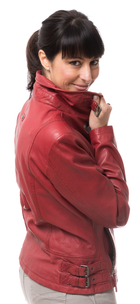 8465 rote Biker Lederjacke für Damen von CABRINI