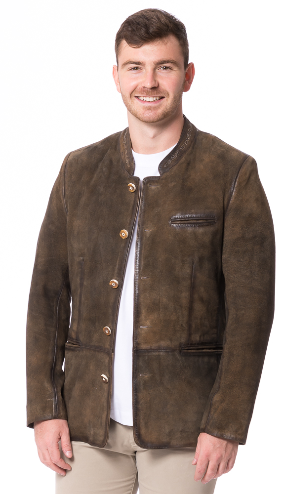 Kirnberg antikbraun Trachtenjacke aus Ziegen Velourleder von MADDOX