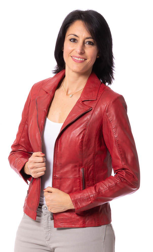 Vienna rot Kurze Lederjacke für Damen von TRENDZONE