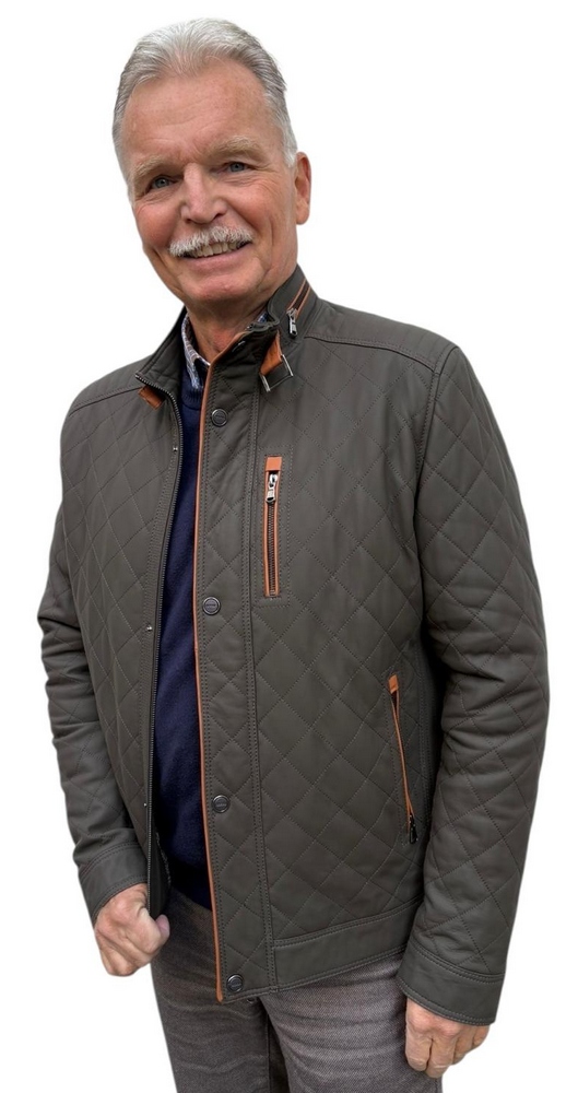 Jones khaki abgesteppte Lederjacke aus Mattnappa von MADDOX