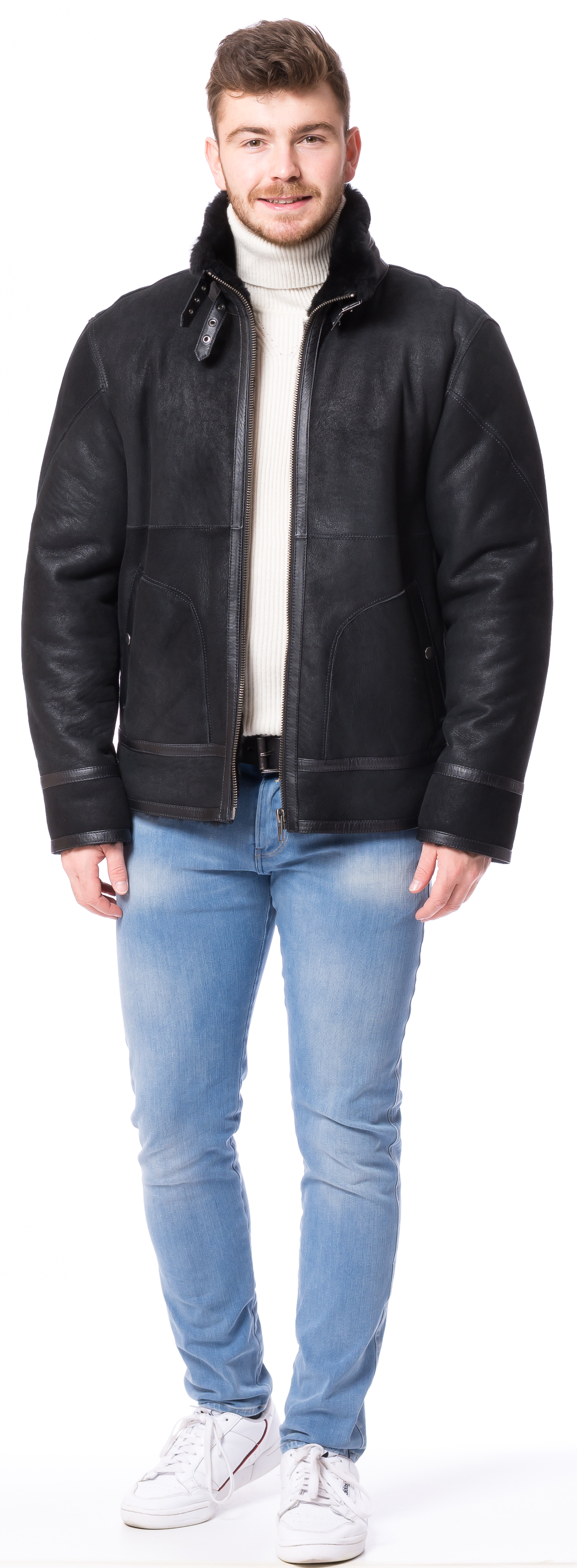 Robert schwarz Herren Lammfelljacke von TRENDZONE