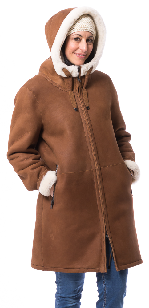 Anne 90 cognac Lammfelljacke für Damen von TRENDZONE