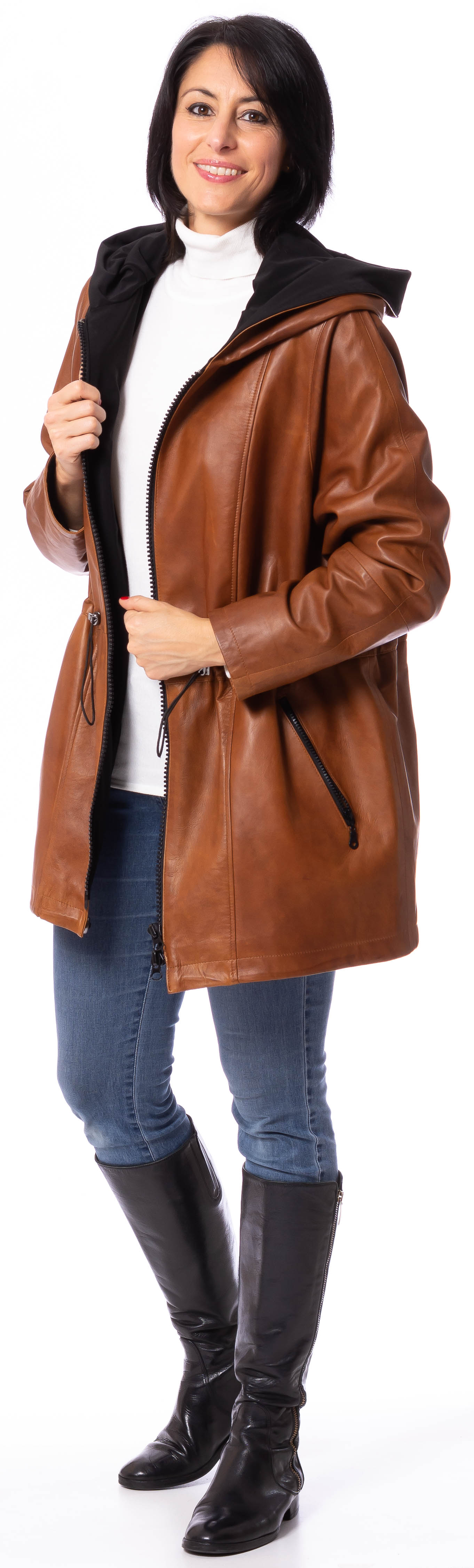 Neusiedl-21013q25vC3yYLMg7i SR-1177 cognac Lederparka für Damen von TRENDZONE