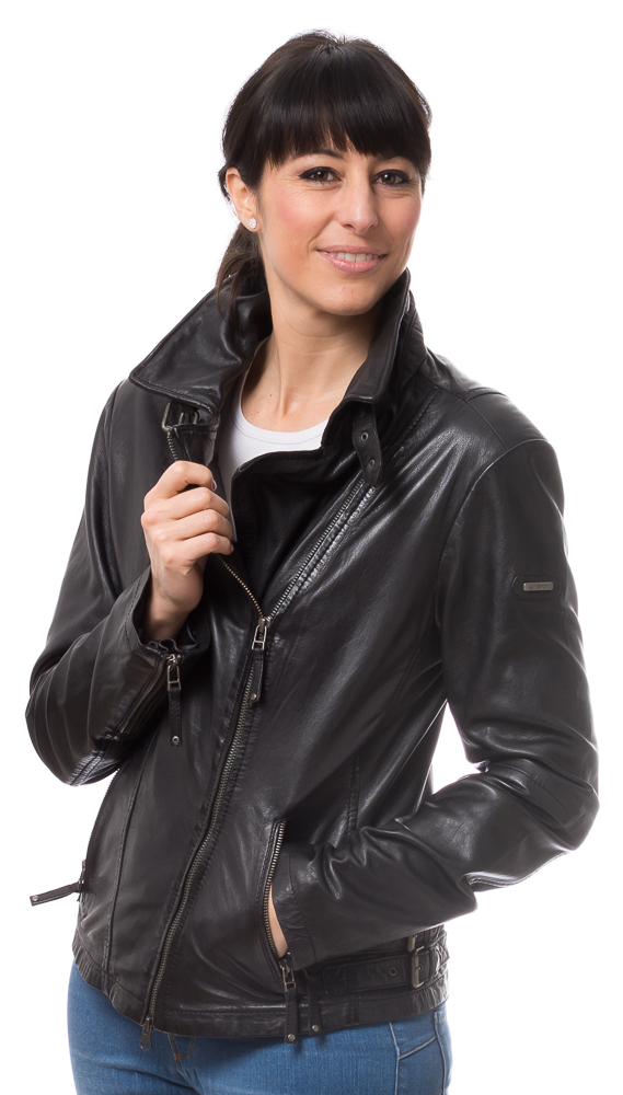 8465 schwarze Lederjacke von CABRINI