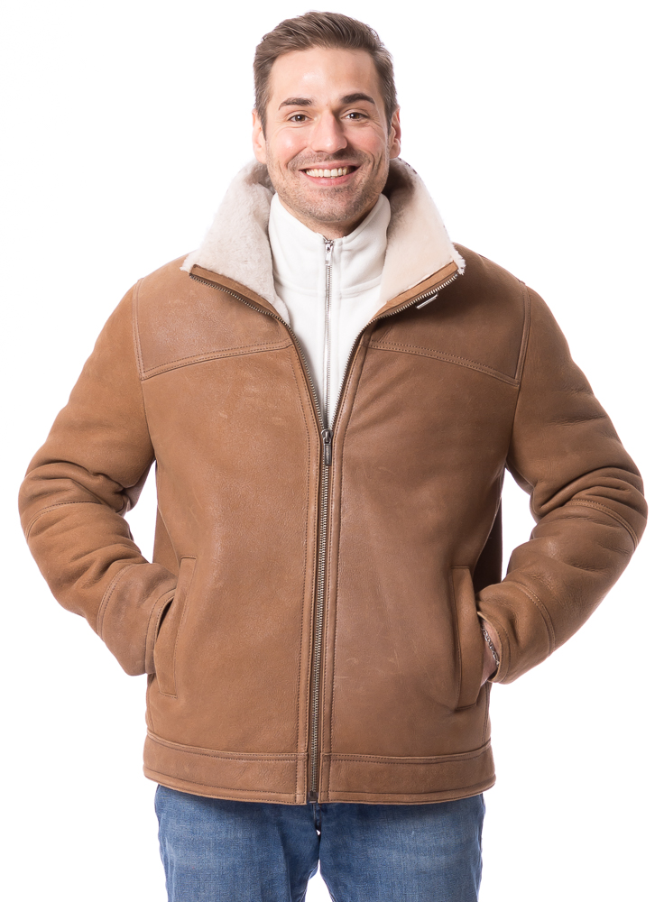 Bozen cognac Herren Lammfell Jacke von TRENDZONE