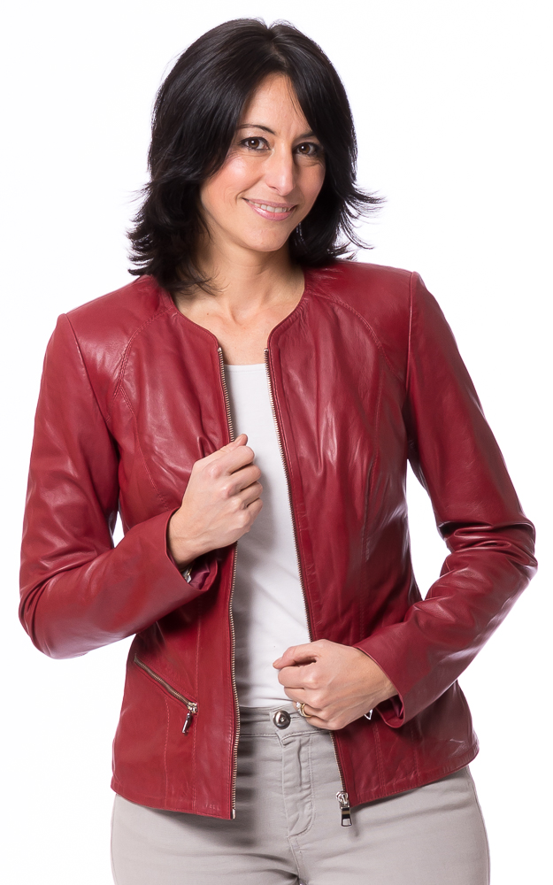 K-16-19 rot Damen Lederjacke von TRENDZONE