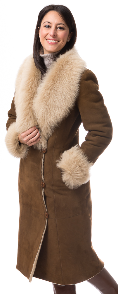 Donna camel Damen Lammfellmantel von TRENDZONE