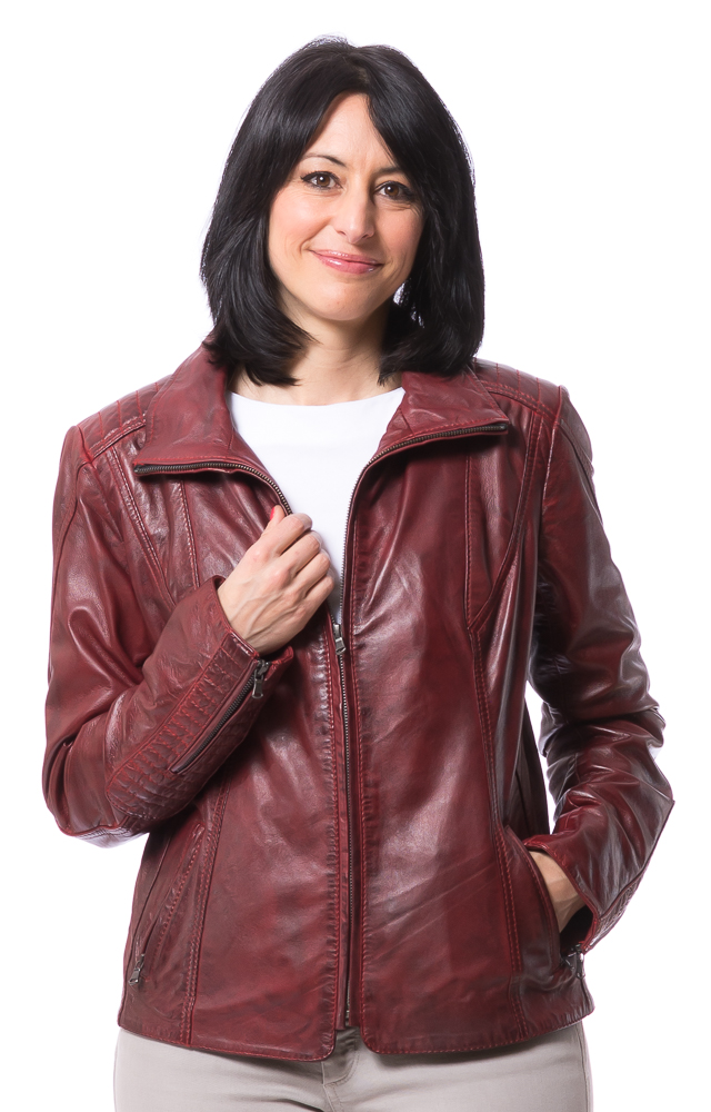 Night burgundy Damen Leder Jacke von TRENDZONE