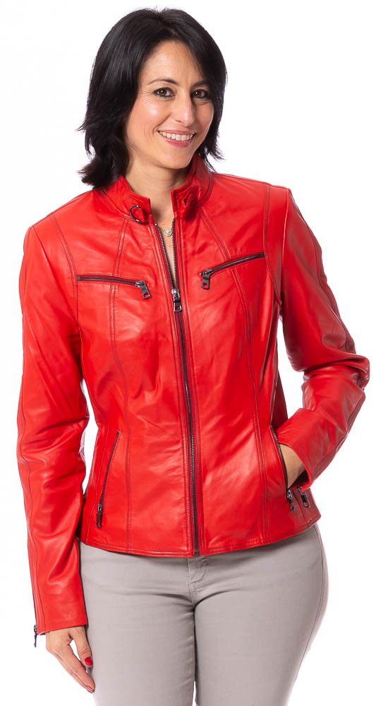 Stacy rote Lederjacke für Frauen von TRENDZONE