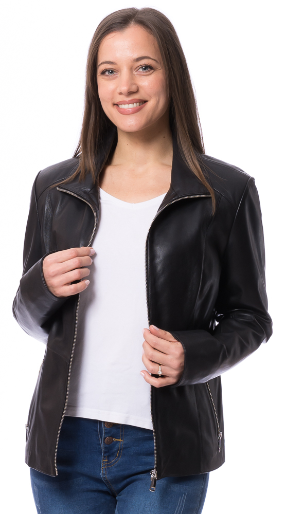 Selma schwarz Soft-Nappaleder Jacke für Frauen von TRENDZONE