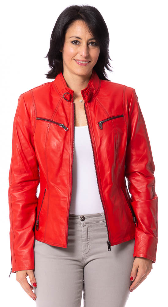 Stacy rote Lederjacke für Frauen von TRENDZONE