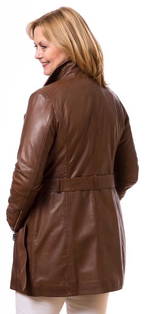 Neusiedl-20235 Biker long whisky Leder Mantel für Frauen von TRENDZONE