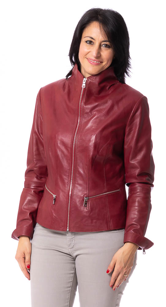 Angela A rote Damenlederjacke von TRENDZONE