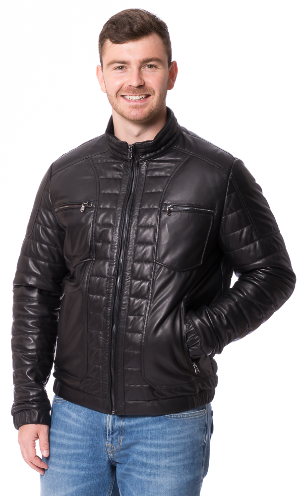 Clemens schwarz Steppjacke aus Nappaleder von MADDOX