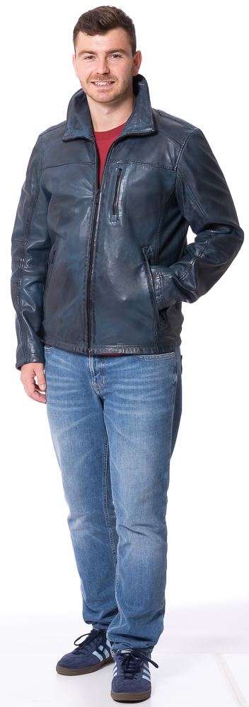 Ilmo blau Lederjacke mit Reißverschluss von JILANI