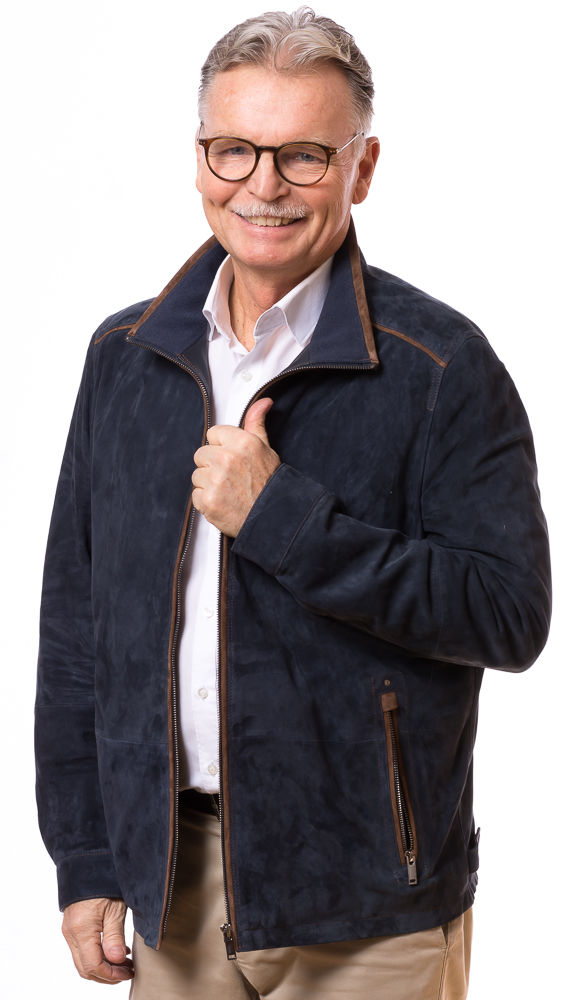 Neusiedl-20281 Martin blaue Velour-Lederjacke für Männer von TRENDZONE
