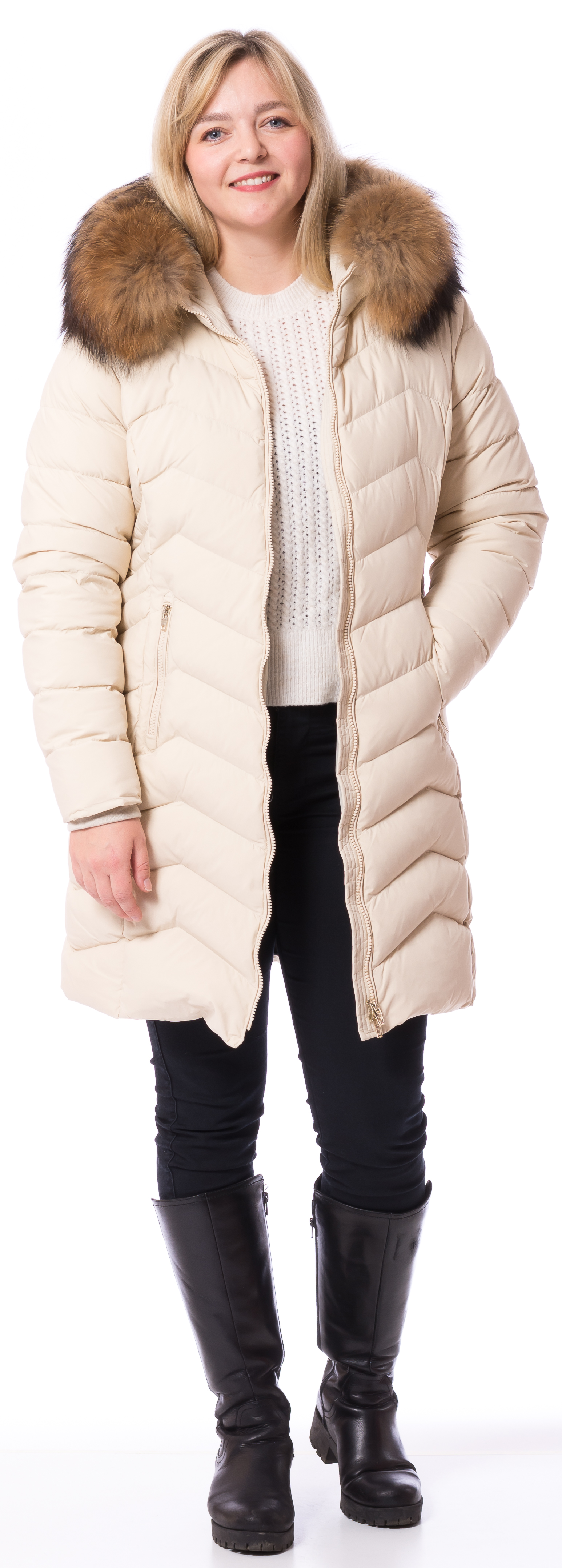 Trish beige Daunen Winter Jacke von ROCKANDBLUE 