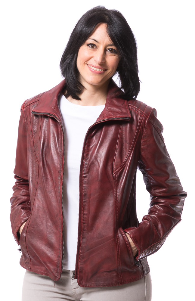 Night burgundy Damen Leder Jacke von TRENDZONE