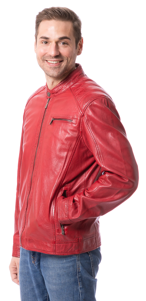 Riga rot Nappaleder Jacke für Herren von JILANI