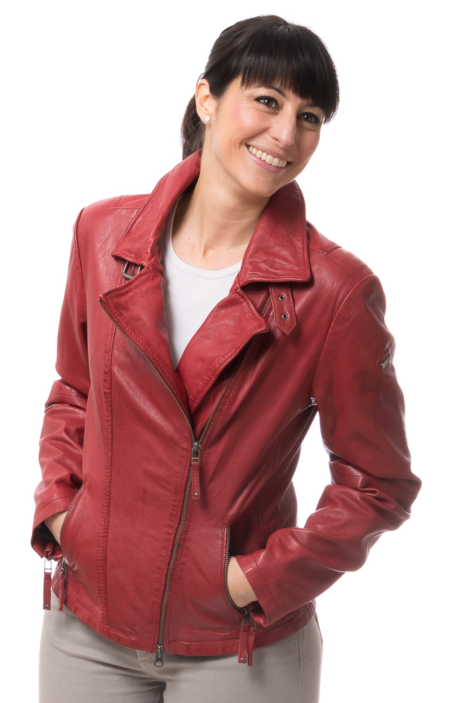 8465 rote Biker Lederjacke für Damen von CABRINI