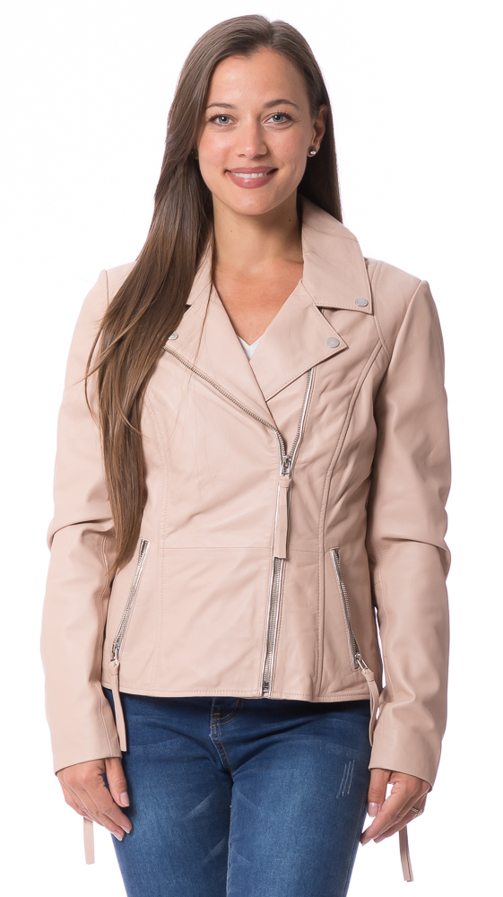 Claire nude Lammnappaleder Jacke für Damen von SAKI Claire nude Lammnappaleder Jacke für Damen von SAKI