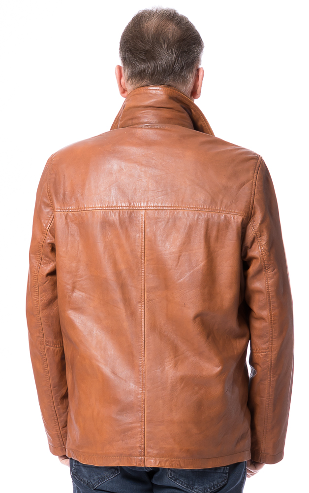 Bros cognac Herren Lederjacke aus Lammnappa Leder von TRENDZONE