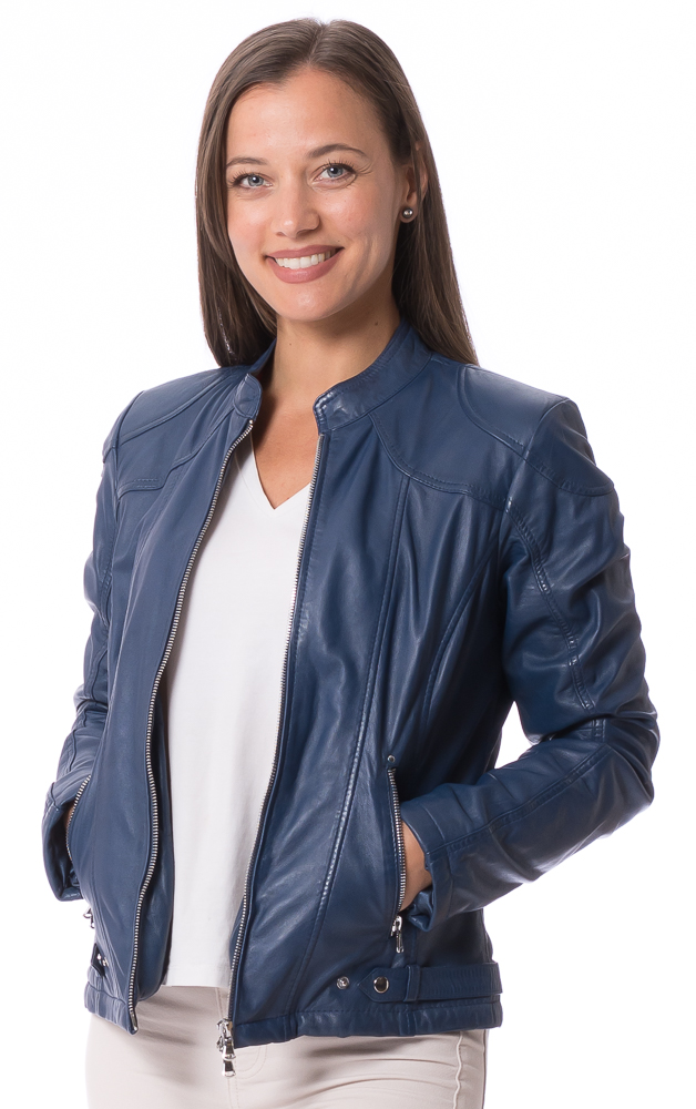 Imala blau Nappaleder Jacke für Damen von JILANI Imala blau Nappaleder Jacke für Damen von JILANI