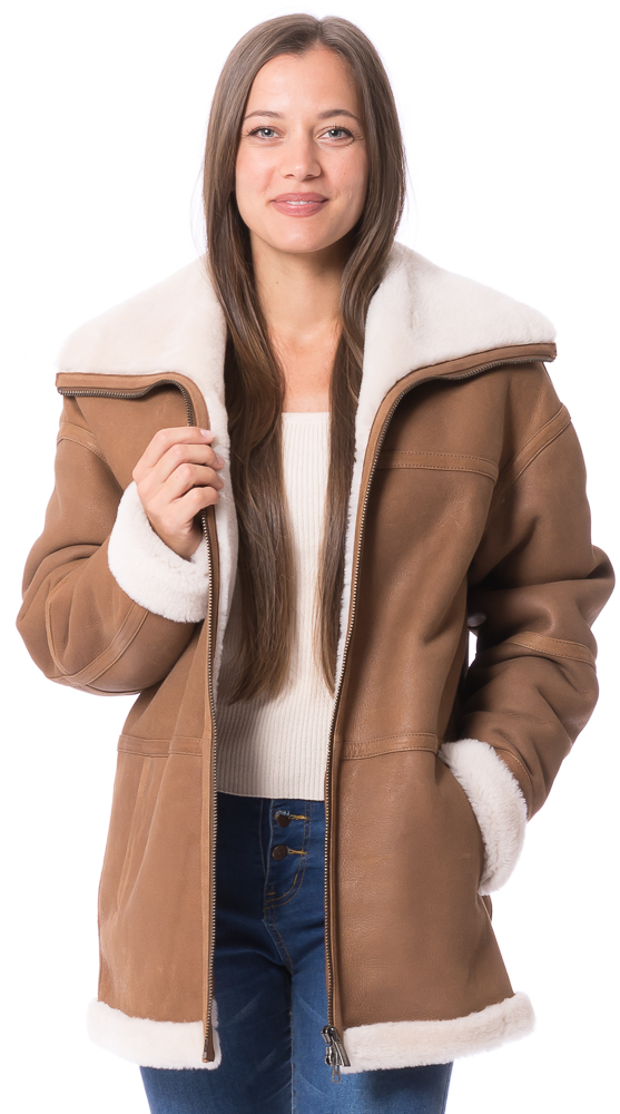 Cozy cognac Lammfelljacke für Damen von TRENDZONE Cozy cognac Lammfelljacke für Damen von TRENDZONE