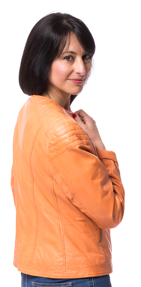 Paula orange Damen Lederjacke von SAKI