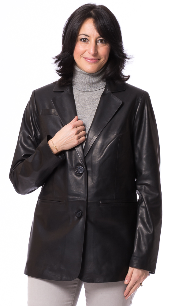 SR-1167 schwarz Leder Blazer für Damen von TRENDZONE