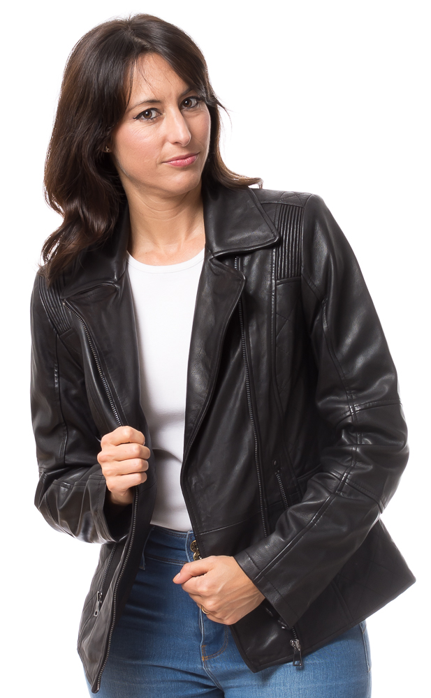 Ariane schwarze Lederjacke für Damen von TRENDZONE