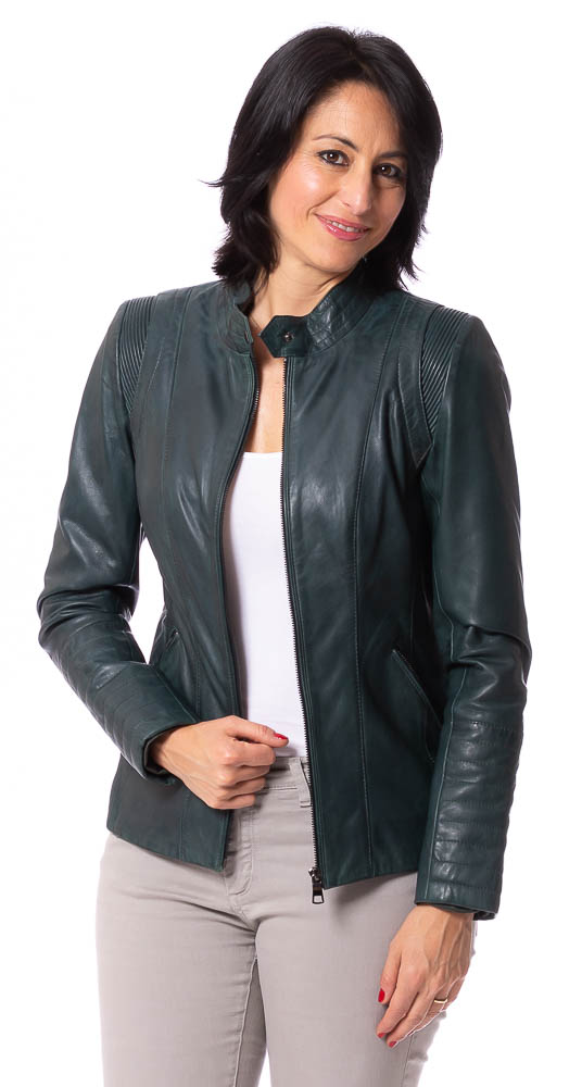 Zorra grüne Biker Lederjacke von TRENDZONE