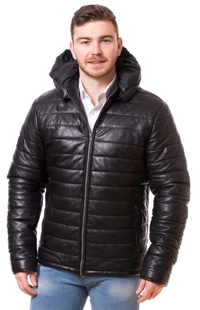 Neusiedl-19987 Gryn schwarz gesteppte Lederjacke von TRENDZONE