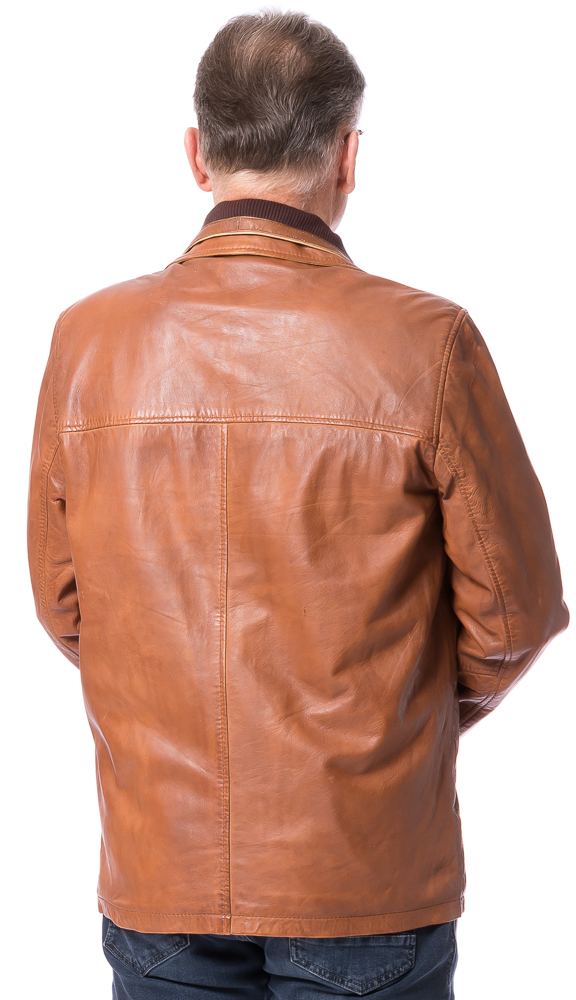 Bros cognac Herren Lederjacke aus Lammnappa Leder von TRENDZONE