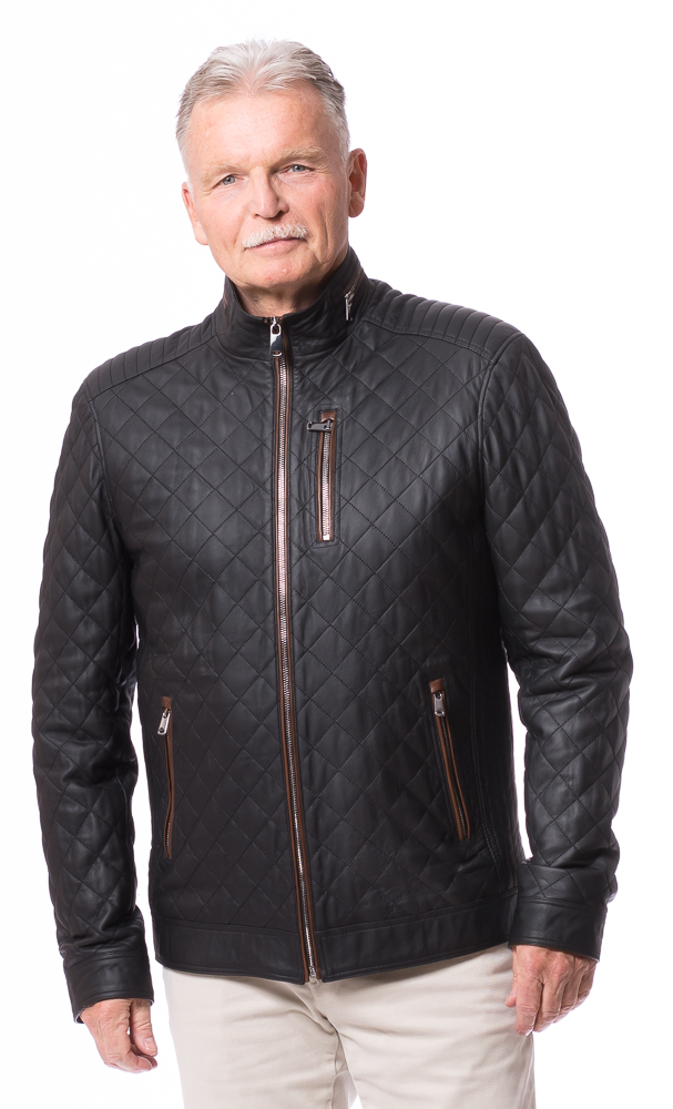 Mason SR-1038 dunkelblaue Stepplederjacke von TRENDZONE