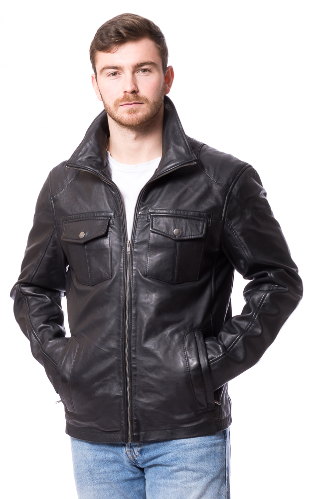Mugello schwarze Leder Jacke für Männer von TRENDZONE