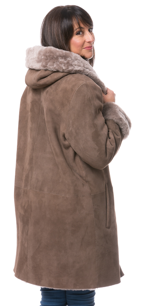 Daniela taupe Lammfell Jacke für Damen von TRENDZONE