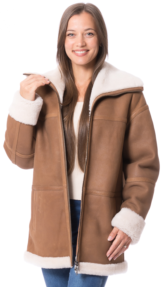 Cozy cognac Lammfelljacke für Damen von TRENDZONE Cozy cognac Lammfelljacke für Damen von TRENDZONE
