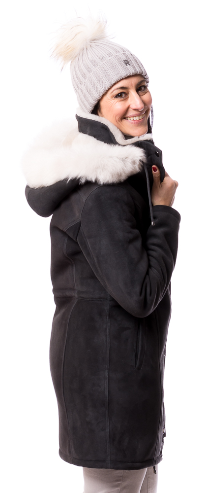 St. Moritz anthrazit Damen Lammfell Parka von TRENDZONE