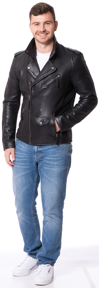 London schwarz Biker Jacke aus Lammleder von ROCKHILL