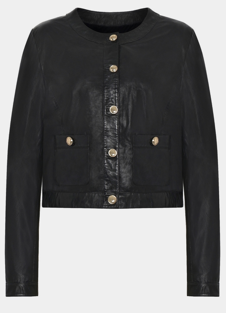 Halo schwarz Kurzjacke aus Nappaleder von ROCKANDBLUE