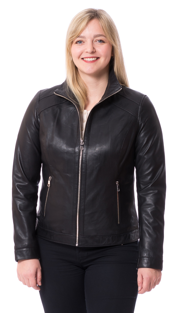 Kathrin schwarz Nappa- Leder Jacke für Damen von TRENDZONE