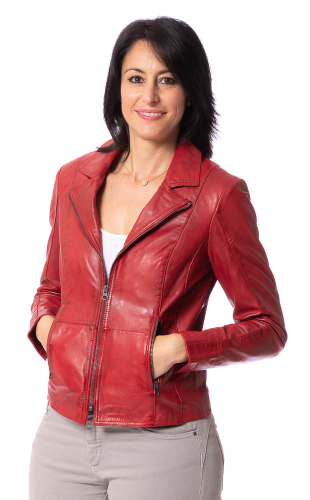 Vienna rot Kurze Lederjacke für Damen von TRENDZONE